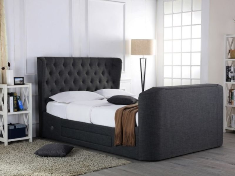 Emporia Avebury 5ft Kingsize Grey Fabric Ottoman TV Bed