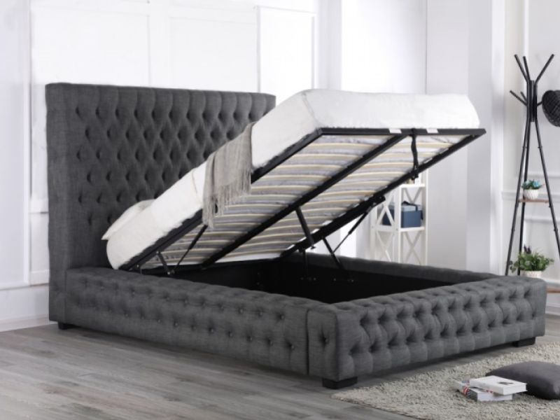 Emporia Stamford 6ft Super Kingsize Grey Fabric Ottoman Bed