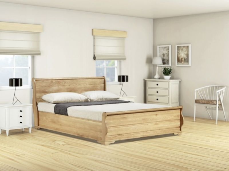 Emporia Windsor 4ft6 Double Oak Ottoman Sleigh Bed