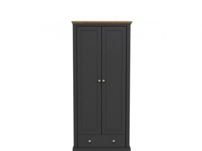 LPD Devon Charcoal Finish 2 Door 1 Drawer Wardrobe