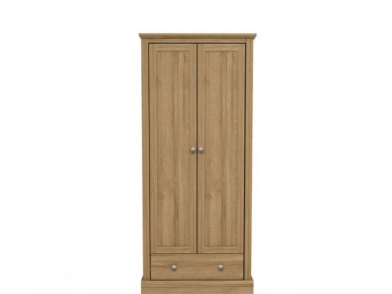 LPD Devon Oak Finish 2 Door 1 Drawer Wardrobe