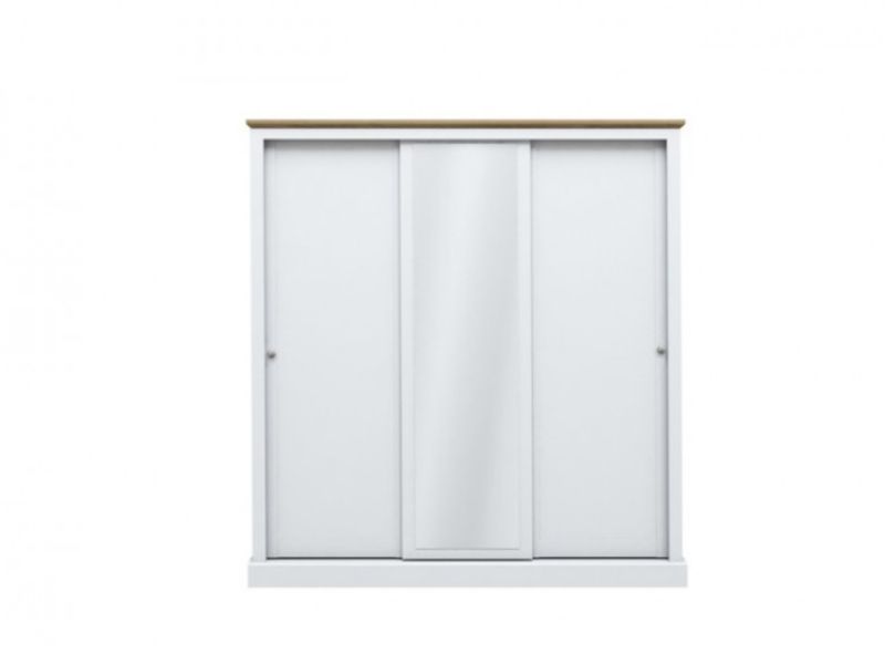 LPD Devon White Finish 3 Door Sliding Wardrobe With Mirror