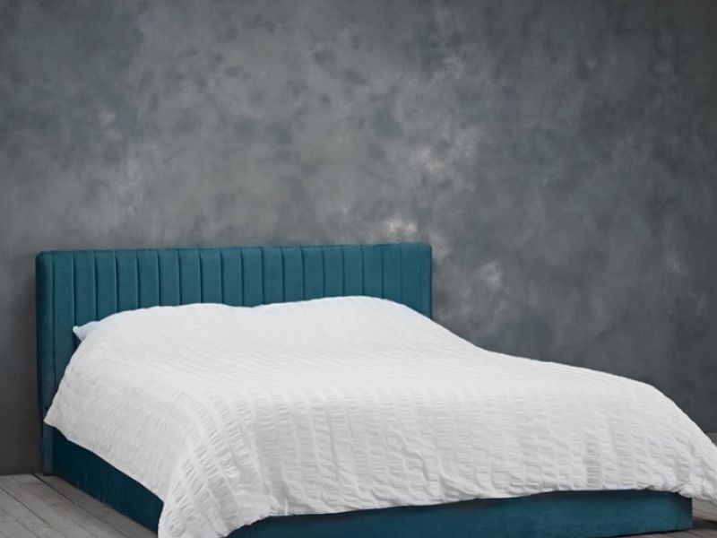 LPD Berlin 5ft Kingsize Teal Fabric Ottoman Bed Frame