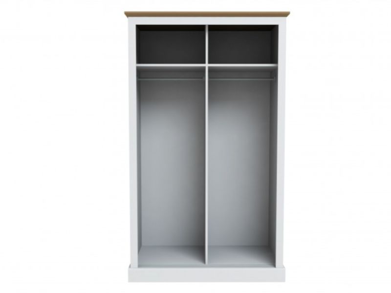 LPD Devon White Finish 2 Door Sliding Wardrobe With Mirror