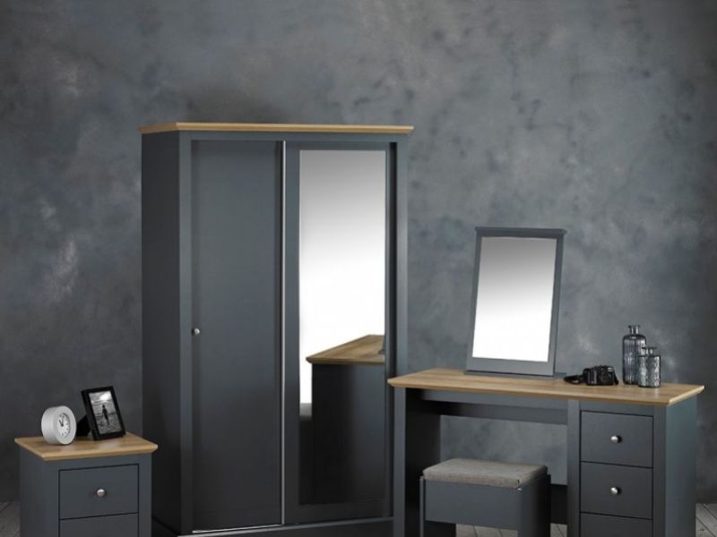 LPD Devon Charcoal Finish 2 Door Sliding Wardrobe With Mirror