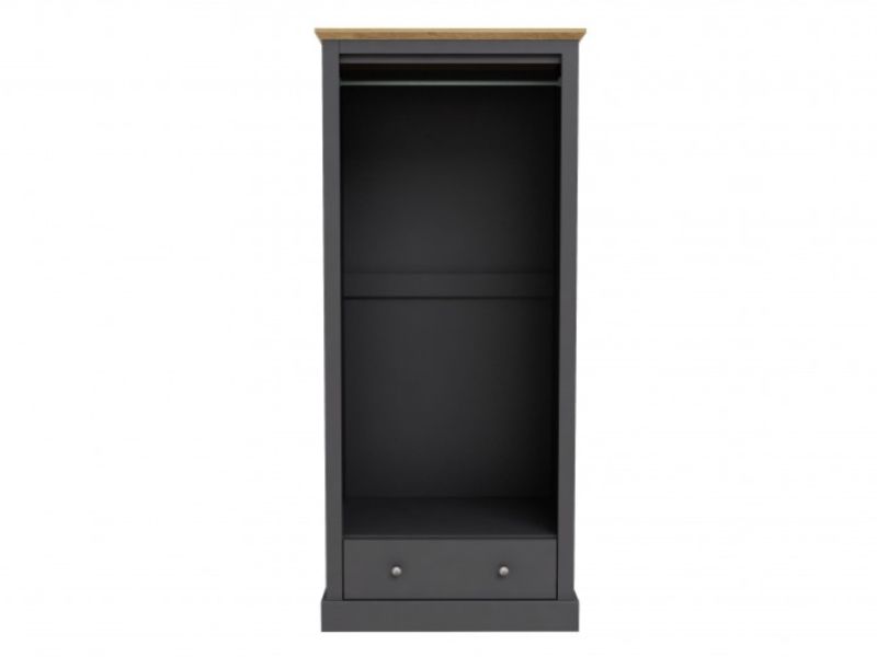 LPD Devon Charcoal Finish 2 Door 1 Drawer Wardrobe