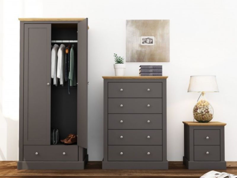 LPD Devon Charcoal Finish 5 Drawer Chest