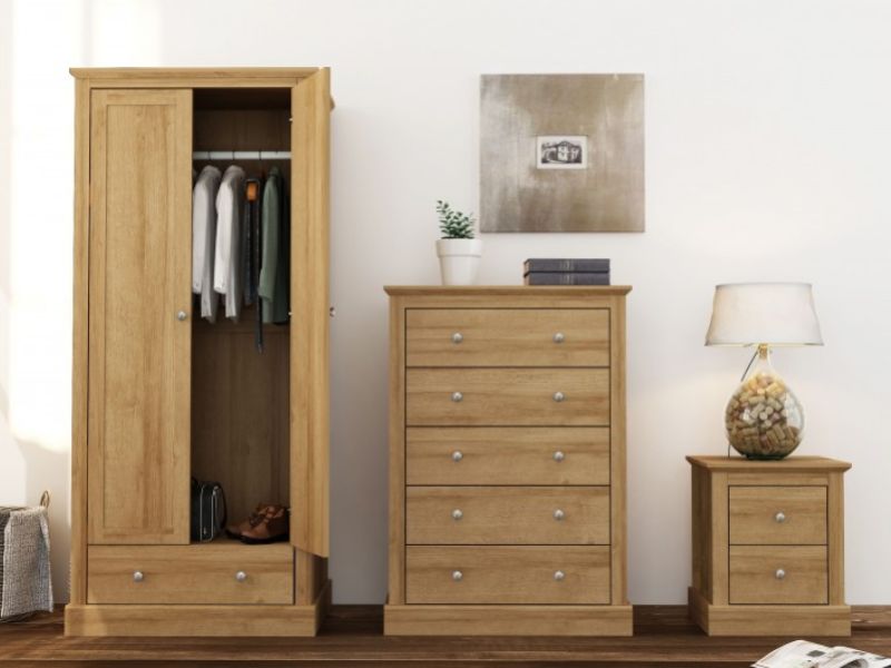 LPD Devon Oak Finish 2 Drawer Bedside