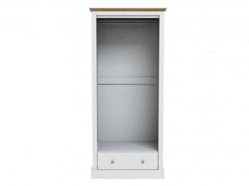 LPD Devon White Finish 2 Door 1 Drawer Wardrobe