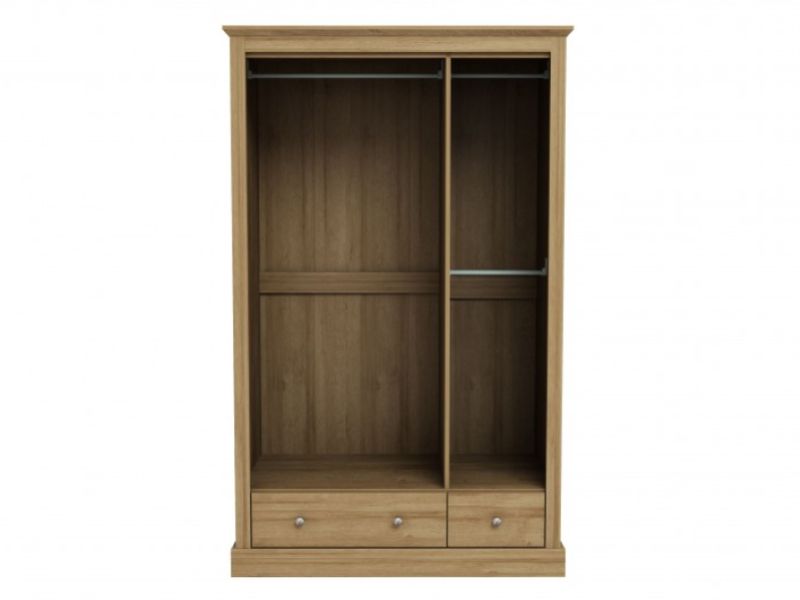 LPD Devon Oak Finish 3 Door 2 Drawer Wardrobe