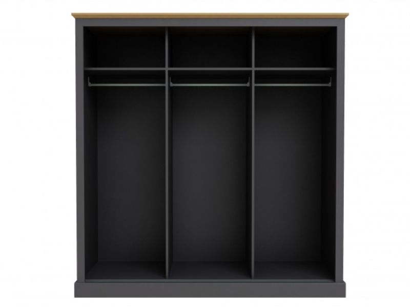 LPD Devon Charcoal Finish 3 Door Sliding Wardrobe With Mirror