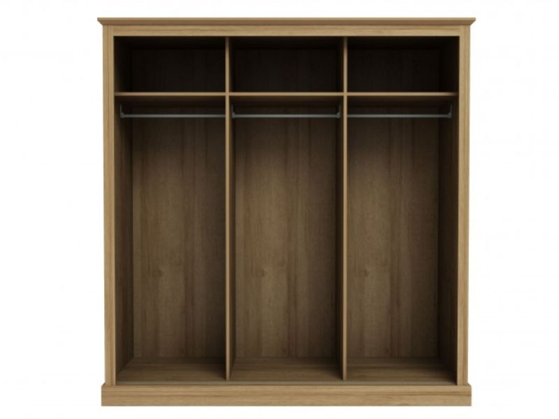 LPD Devon Oak Finish 3 Door Sliding Wardrobe With Mirror