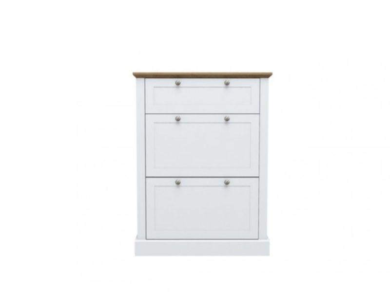 LPD Devon White And Oak Finish Shoe Cabinet