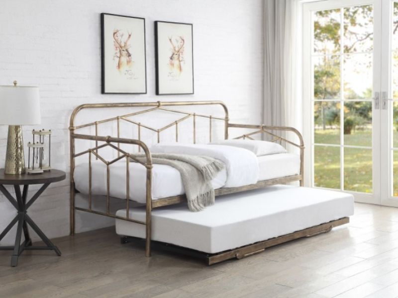 Flintshire Axton 3ft Single Metal Guest Day Bed Frame In Antique Bronze