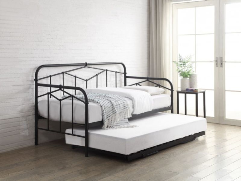 Flintshire Axton 3ft Single Metal Guest Day Bed Frame In Black