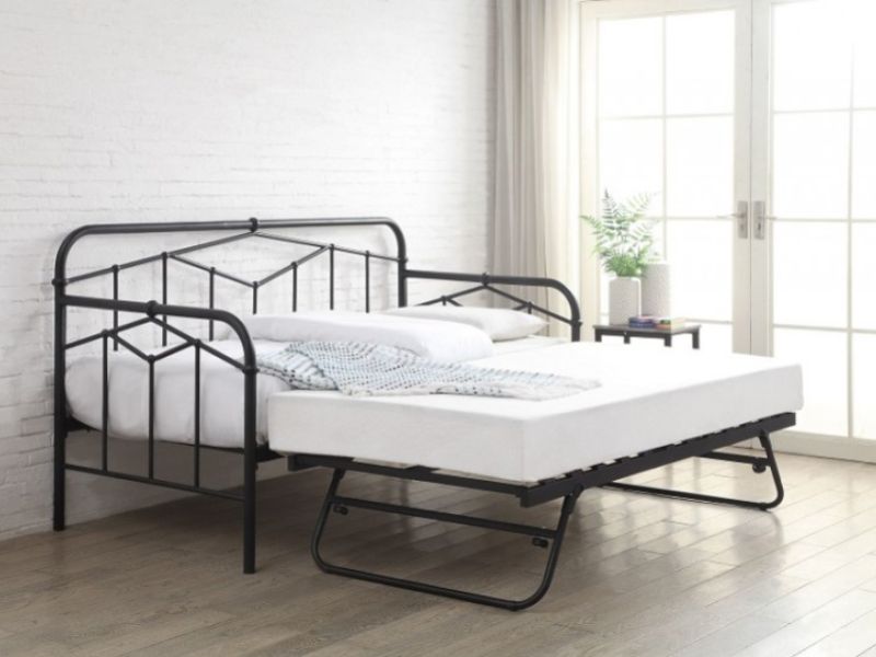 Flintshire Axton 3ft Single Metal Guest Day Bed Frame In Black