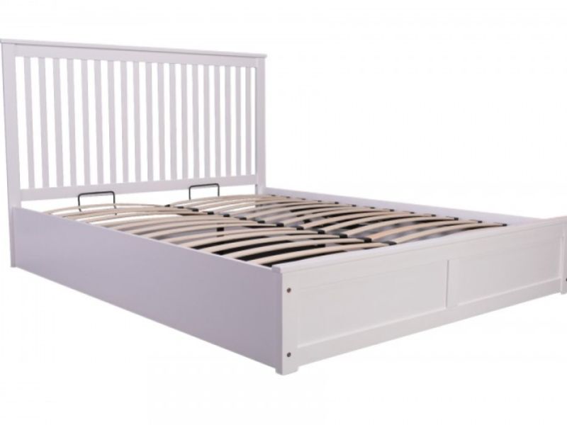 Flair Furnishings Hassock 5ft Kingsize White Wooden Ottoman Bed Frame