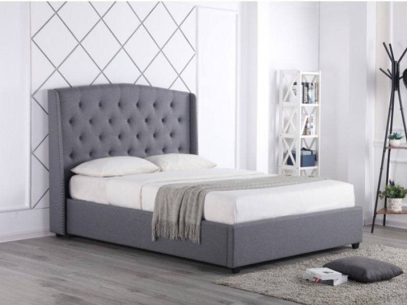 Flair Furnishings Durrani Grey Fabric 5ft Kingsize Ottoman Bed