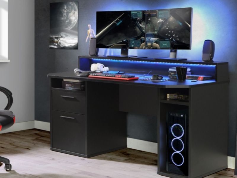 Flair Furnishings Power Z Gaming Desk In Black