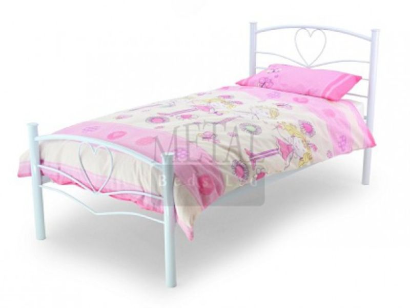 Metal Beds Love 3ft (90cm) Single White Bed Frame