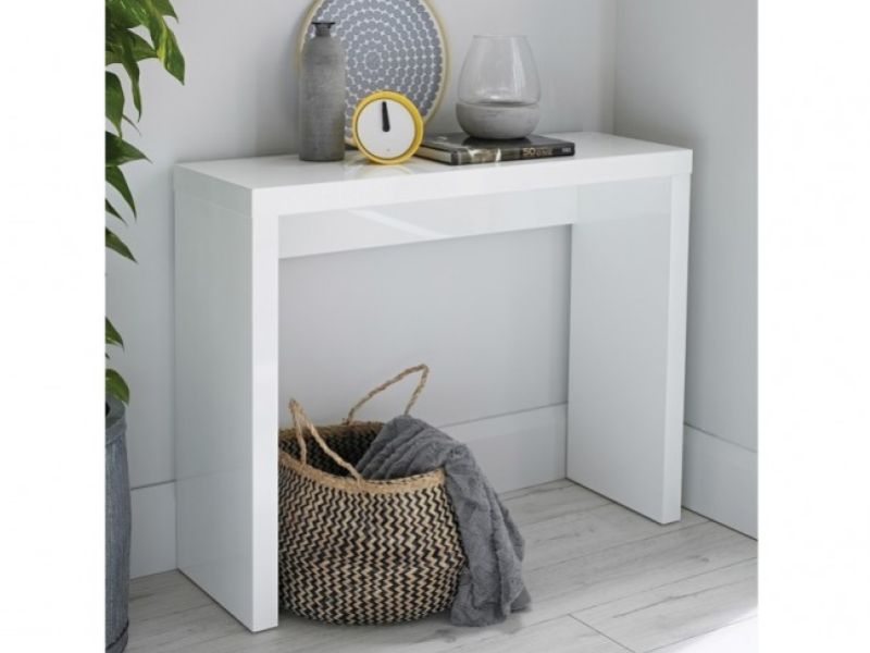 LPD Puro Console Table In White Gloss