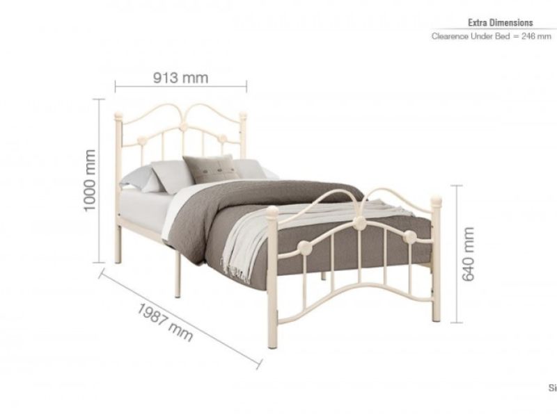 Birlea Canterbury 3ft Single Cream Metal Bed Frame