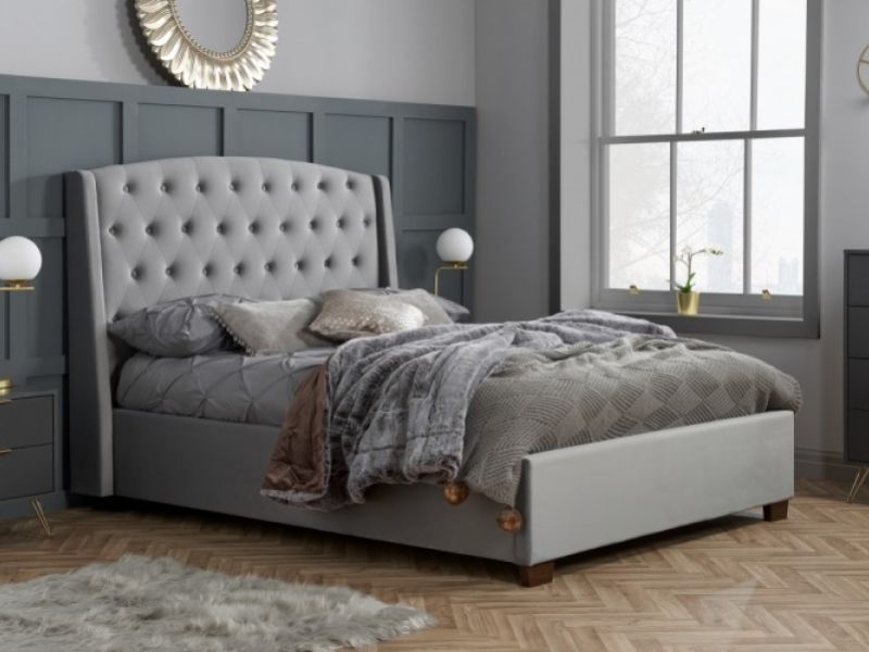 Birlea Balmoral 6ft Super Kingsize Grey Velvet Fabric Bed Frame