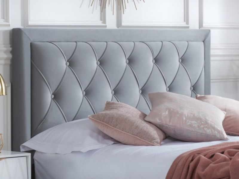 Birlea Woodbury 5ft Kingsize Grey Fabric Bed Frame With 4 Drawers