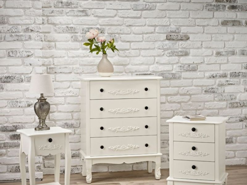 LPD Antoinette 1 Drawer Bedside Table In White