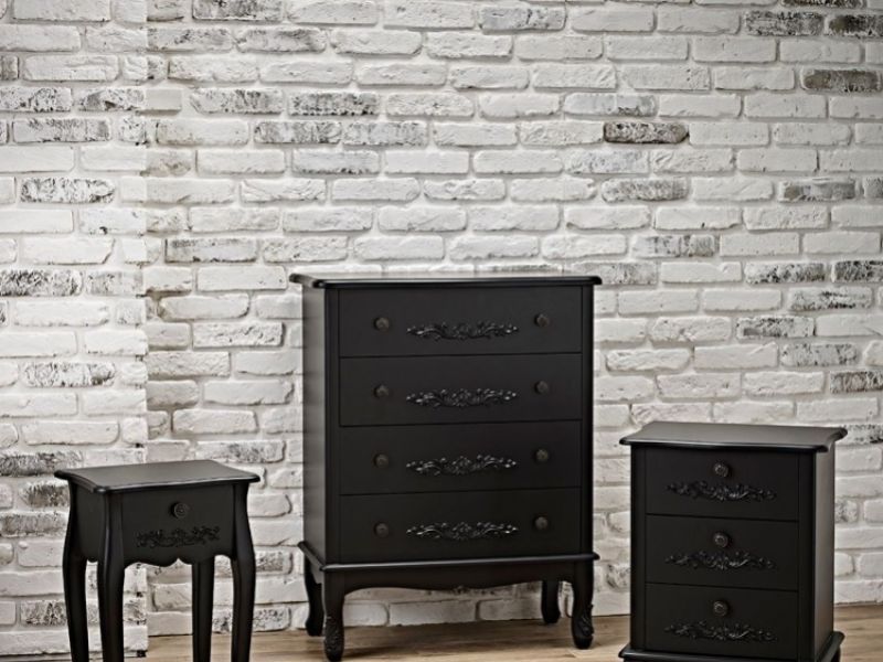 LPD Antoinette 3 Drawer Bedside Chest In Black