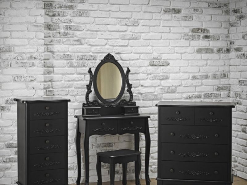 LPD Antoinette 5 Drawer Tall Narrow Chest In Black