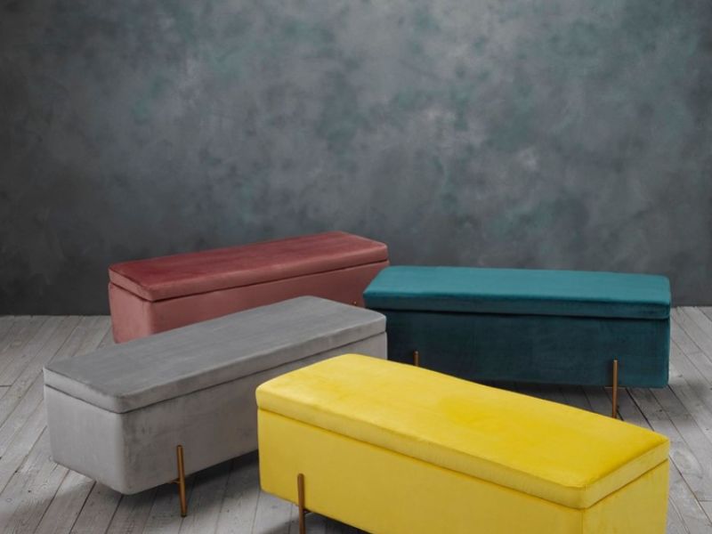 LPD Lola Ottoman Storage Box In Mustard