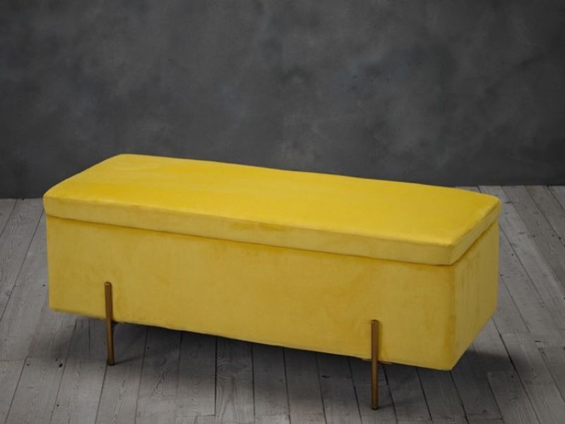 LPD Lola Ottoman Storage Box In Mustard