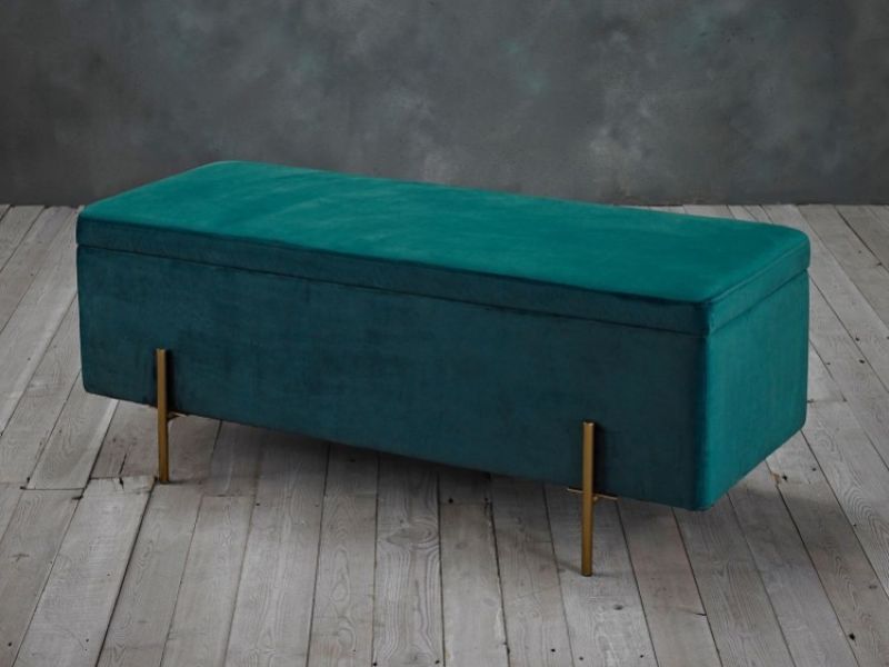 LPD Lola Ottoman Storage Box In Teal