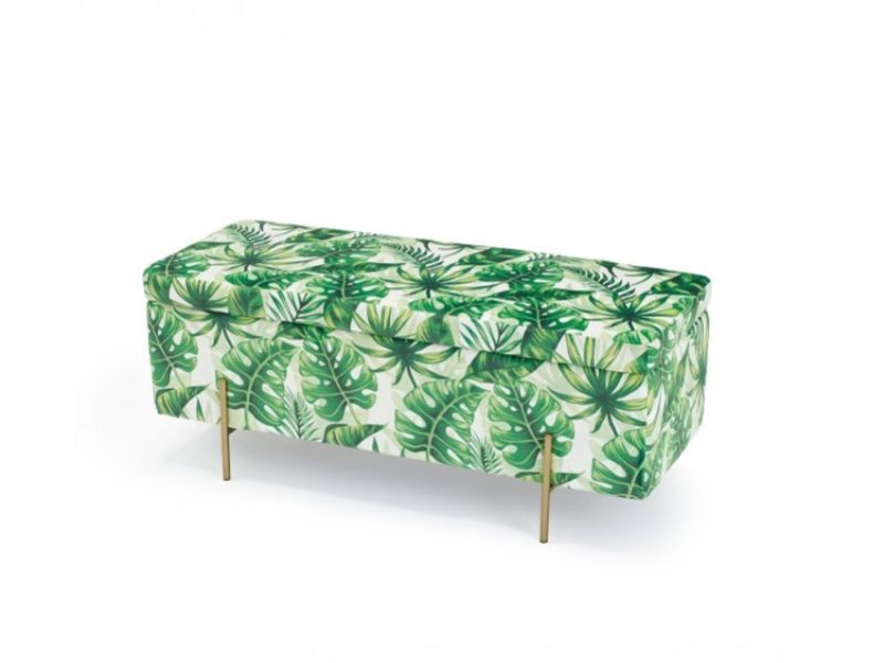 LPD Lola Palm Print Ottoman Storage Box