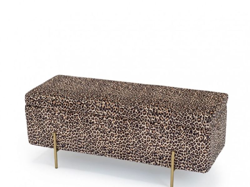 LPD Lola Leopard Print Ottoman Storage Box