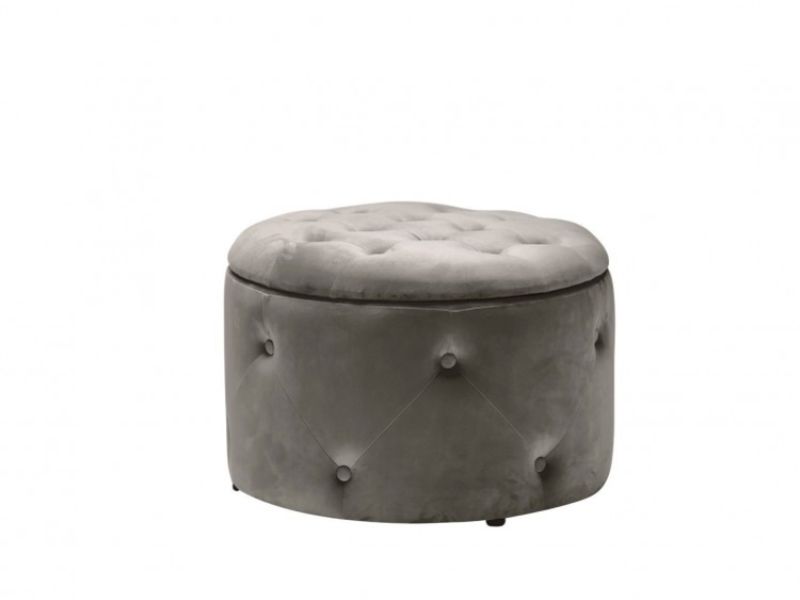 LPD Cleo Round Storage Pouff In Charcoal Grey