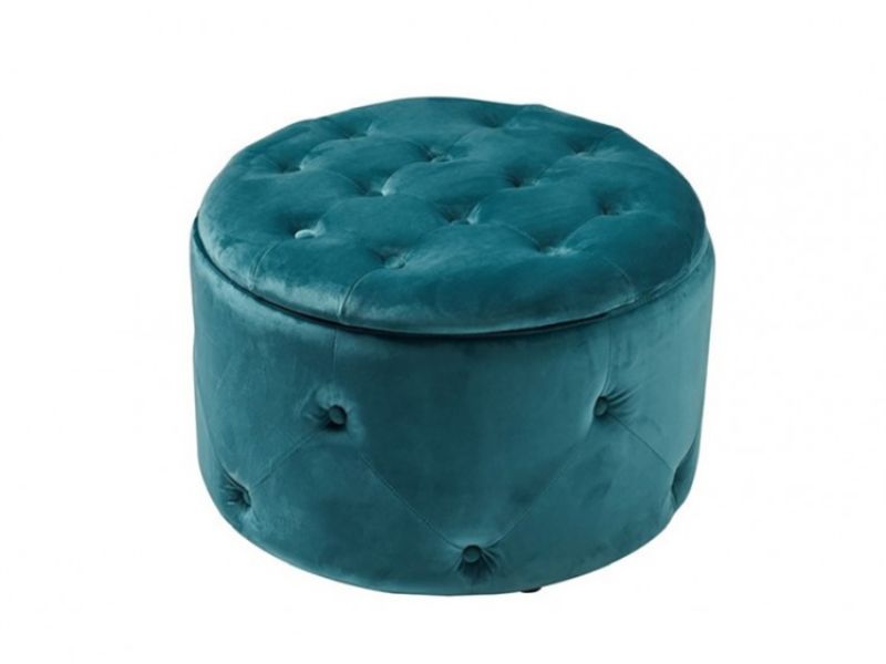 LPD Cleo Round Storage Pouff In Teal