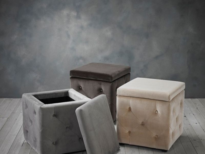 LPD Valentina Storage Stool In Charcoal Grey