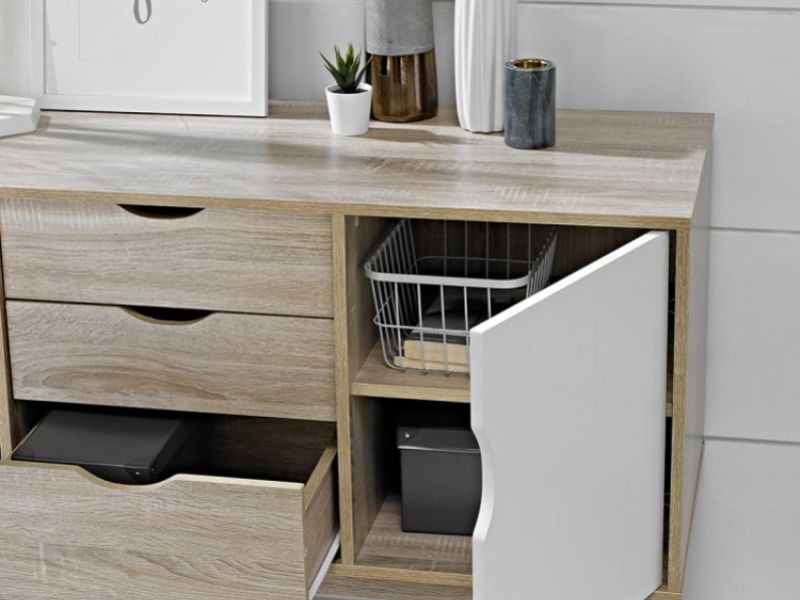 LPD Scandi Sideboard White And Oak Finish