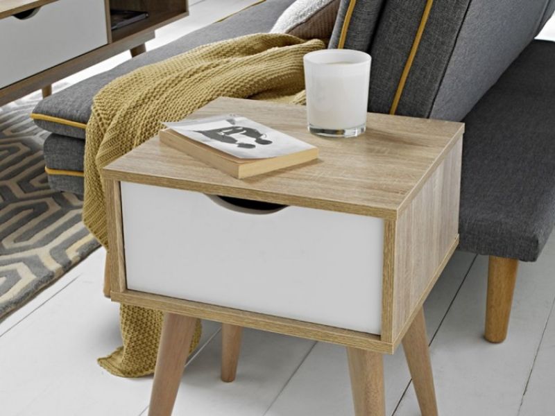 LPD Scandi Lamp Table White And Oak Finish