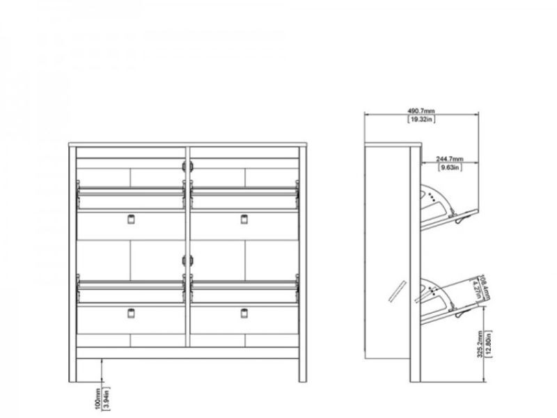 FTG Barcelona Shoe Cabinet In Matt Black