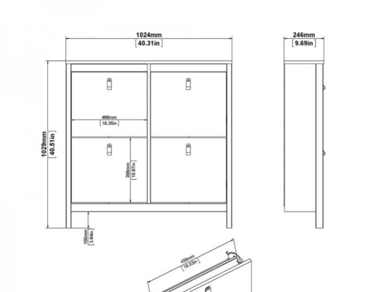 FTG Barcelona Shoe Cabinet In White