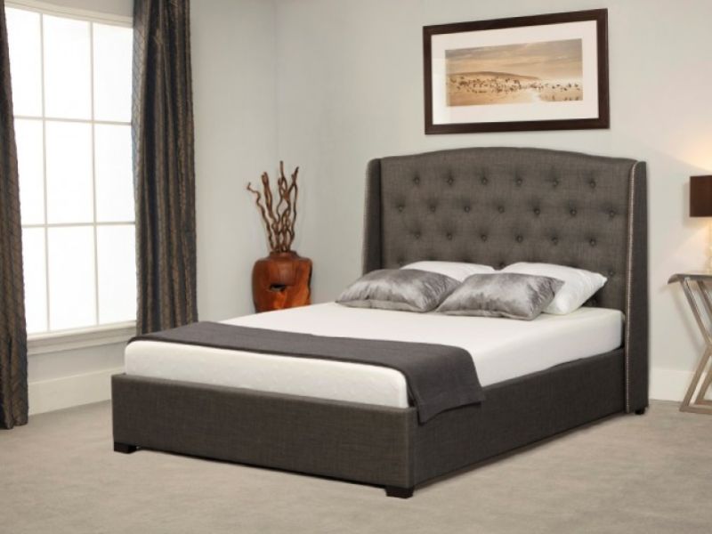 Emporia Mayfair 6ft Super Kingsize Grey Fabric Ottoman Bed
