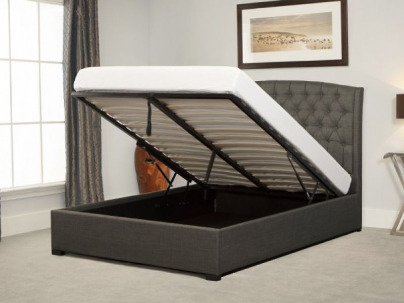 Emporia Lyndhurst 5ft Kingsize Grey Fabric Ottoman Bed