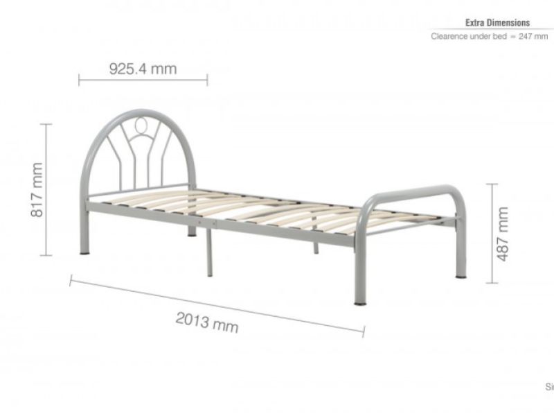 Birlea Solo 3ft Single Silver Metal Bed Frame