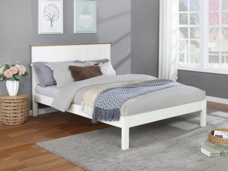 Flintshire Conway 5ft Kingsize White Oak Wooden Bed