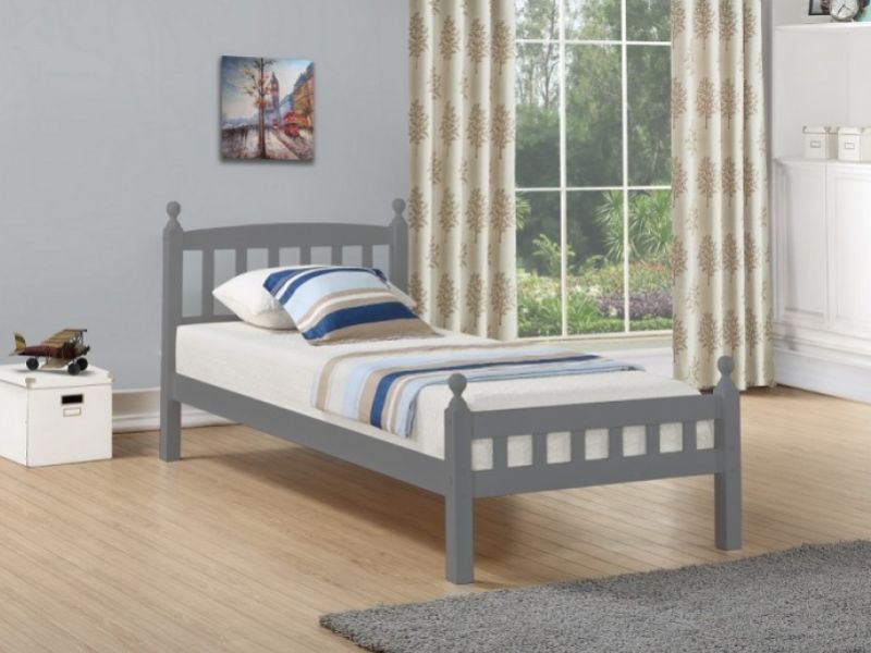 Metal Beds Jennifer 3ft Single Pine Wooden Bed Frame In Grey
