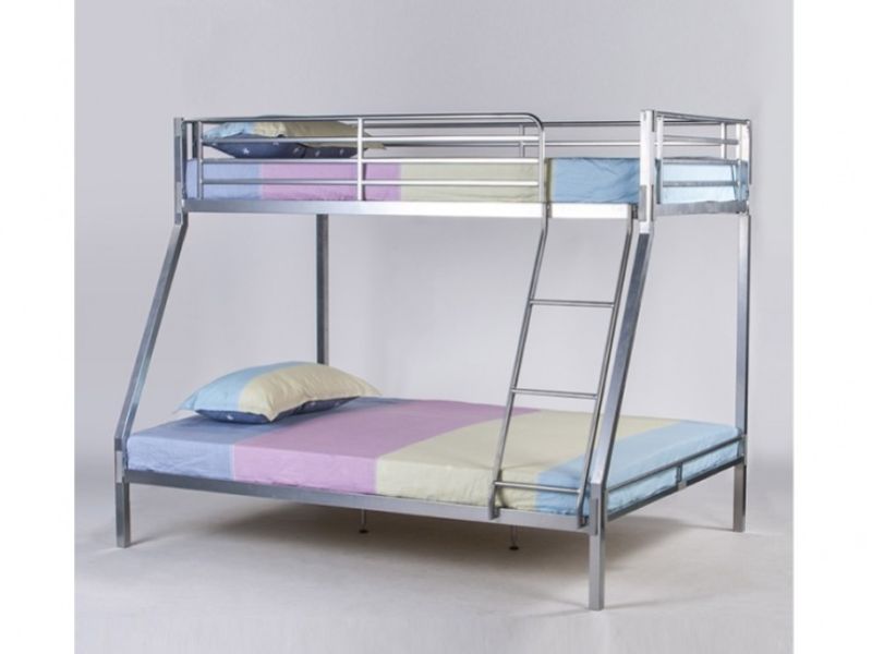 Metal Beds Silver Metal No Bolt Triple Sleeper Bunk Bed