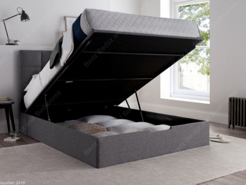 Kaydian Whitburn 4ft6 Double Mid Grey Fabric Ottoman Storage Bed